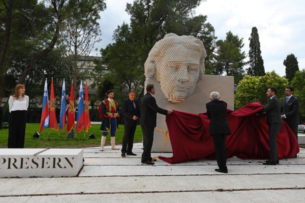 A statue of France Prešeren unveiled in the park named after the poet in Podgorica  June 25, 2018